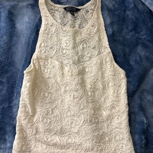 American Eagle Outfitters Cream Tank Top High Neck